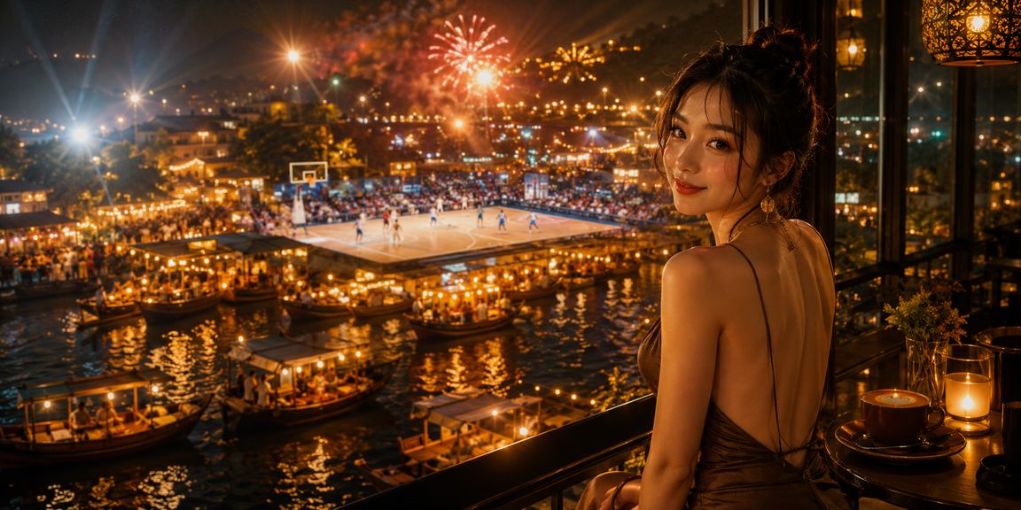 Người dùng Phú Quốc theo dõi kèo bóng rổ NBA tại quán cà phê ven biển